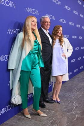 Jerry Hall, Helmut Schlotterer and Elizabeth Jagger at the Marc Cain Fashion Show, Funkhaus Berlin, Berlin, Berlin Berlin