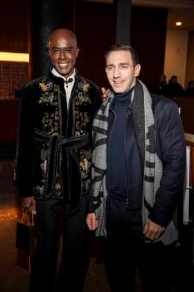Bruce Darnell and Marcel Remus as guests on the red carpet at the Marc Cain Fashion Show Echo of now at Funkhaus Berlin on 30 01 2028 Berlin Germany