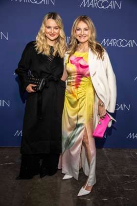 Nele Ludowig Roeffen and Frauke Ludowig mother and daughter as guests on the red carpet at the Marc Cain Fashion Show Echo of now at Funkhaus Berlin on 30 01 2028 Berlin Germany