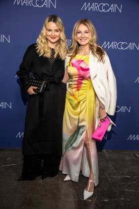Nele Ludowig Roeffen and Frauke Ludowig mother and daughter as guests on the red carpet at the Marc Cain Fashion Show Echo of now at Funkhaus Berlin on 30 01 2028 Berlin Germany