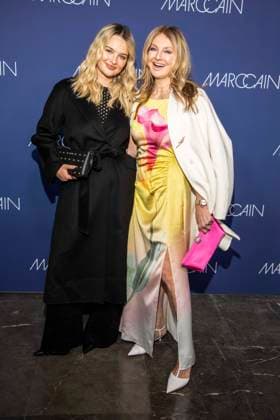 Nele Ludowig Roeffen and Frauke Ludowig mother and daughter as guests on the red carpet at the Marc Cain Fashion Show Echo of now at Funkhaus Berlin on 30 01 2028 Berlin Germany