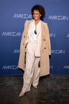 Dennenesch Zoude as a guest on the red carpet at the Marc Cain Fashion Show Echo of now at Funkhaus Berlin on 30 01 2028 Berlin Germany