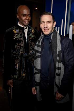 Bruce Darnell and Marcel Remus as guests on the red carpet at the Marc Cain Fashion Show Echo of now at Funkhaus Berlin on 30 01 2028 Berlin Germany