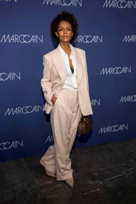Dennenesch Zoude pantsuit as a guest on the red carpet at the Marc Cain Fashion Show Echo of now at Funkhaus Berlin on 30 01 2028 Berlin Germany