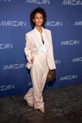 Dennenesch Zoude pantsuit as a guest on the red carpet at the Marc Cain Fashion Show Echo of now at Funkhaus Berlin on 30 01 2028 Berlin Germany