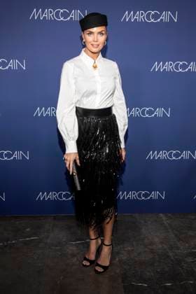 Kim Feenstra as a guest on the red carpet at the Marc Cain Fashion Show Echo of now at Funkhaus Berlin on 30 01 2028 Berlin Germany