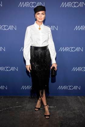 Kim Feenstra as a guest on the red carpet at the Marc Cain Fashion Show Echo of now at Funkhaus Berlin on 30 01 2028 Berlin Germany