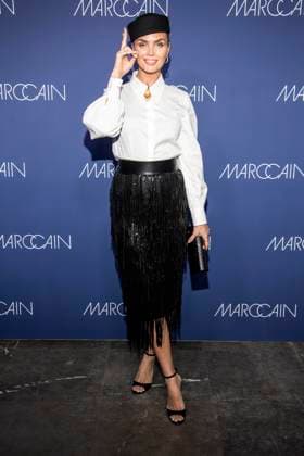 Kim Feenstra as a guest on the red carpet at the Marc Cain Fashion Show Echo of now at Funkhaus Berlin on 30 01 2028 Berlin Germany