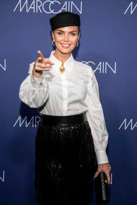 Kim Feenstra as a guest on the red carpet at the Marc Cain Fashion Show Echo of now at Funkhaus Berlin on 30 01 2028 Berlin Germany