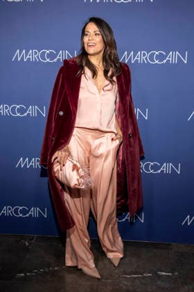Bettina Zimmermann Actress on the red carpet at the Marc Cain Fashion Show Echo of now at Funkhaus Berlin on 30 01 2028 Berlin Germany