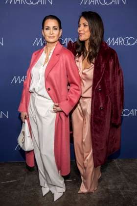 Anja Kling and Bettina Zimmermann as guests on the red carpet at the Marc Cain Fashion Show Echo of now at Funkhaus Berlin on 30 01 2028 Berlin Germany