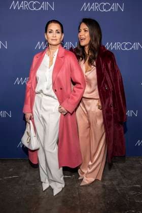Anja Kling and Bettina Zimmermann as guests on the red carpet at the Marc Cain Fashion Show Echo of now at Funkhaus Berlin on 30 01 2028 Berlin Germany