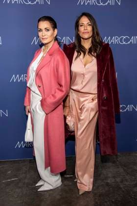 Anja Kling and Bettina Zimmermann as guests on the red carpet at the Marc Cain Fashion Show Echo of now at Funkhaus Berlin on 30 01 2028 Berlin Germany