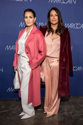 Anja Kling and Bettina Zimmermann as guests on the red carpet at the Marc Cain Fashion Show Echo of now at Funkhaus Berlin on 30 01 2028 Berlin Germany