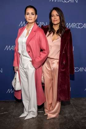 Anja Kling and Bettina Zimmermann as guests on the red carpet at the Marc Cain Fashion Show Echo of now at Funkhaus Berlin on 30 01 2028 Berlin Germany