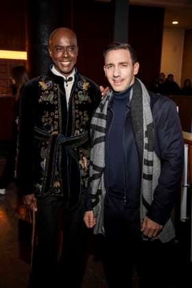 Bruce Darnell and Marcel Remus as guests on the red carpet at the Marc Cain Fashion Show Echo of now at Funkhaus Berlin on 30 01 2028 Berlin Germany