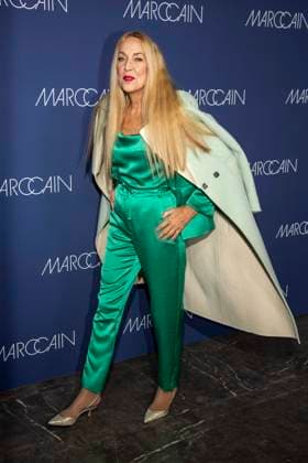 Jerry Hall as a guest on the red carpet at the Marc Cain Fashion Show Echo of now at Funkhaus Berlin on 30 01 2028 Berlin Germany