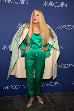 Jerry Hall as a guest on the red carpet at the Marc Cain Fashion Show Echo of now at Funkhaus Berlin on 30 01 2028 Berlin Germany