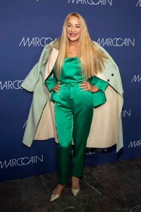 Jerry Hall as a guest on the red carpet at the Marc Cain Fashion Show Echo of now at Funkhaus Berlin on 30 01 2028 Berlin Germany