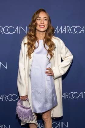 Elizabeth Jagger as a guest on the red carpet at the Marc Cain Fashion Show Echo of now at Funkhaus Berlin on 30 01 2028 Berlin Germany