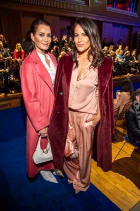 Anja Kling and Bettina Zimmermann at the Marc Cain Fashion Show Echo of now at Funkhaus Berlin on 30 01 2028 Berlin Germany