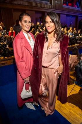 Anja Kling and Bettina Zimmermann at the Marc Cain Fashion Show Echo of now at Funkhaus Berlin on 30 01 2028 Berlin Germany