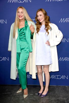Jerry Hall and Elizabeth Jagger at the Marc Cain Fashion Show ECHO of now at Berlin Fashion Week A W 2026 at Funkhaus Berlin Berlin, 30 01 2026 Foto:xN.xKubelkax xFuturexImagex cain_6209