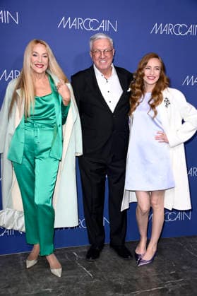 Jerry Hall, Helmut Schlotterer and Elizabeth Jagger at the Marc Cain Fashion Show ECHO of now at Berlin Fashion Week A W 2026 at Funkhaus Berlin Berlin, 30 01 2026 Foto:xN.xKubelkax xFuturexImagex cain_6216