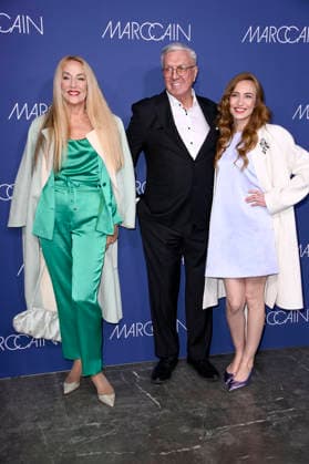 Jerry Hall, Helmut Schlotterer and Elizabeth Jagger at the Marc Cain Fashion Show ECHO of now at Berlin Fashion Week A W 2026 at Funkhaus Berlin Berlin, 30 01 2026 Foto:xN.xKubelkax xFuturexImagex cain_6217