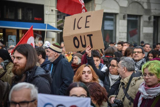 January 31, 2026, Milano, MI: In Milan, the No Ice demonstration against the presence of ICE agents during the Milan-Cortina Olympics, Milan, 31 January 2026..ANSA MATTEO CORNER Milano MI  - ZUMAa110 20260131_zaf_a110_014 Copyright: xAnsax