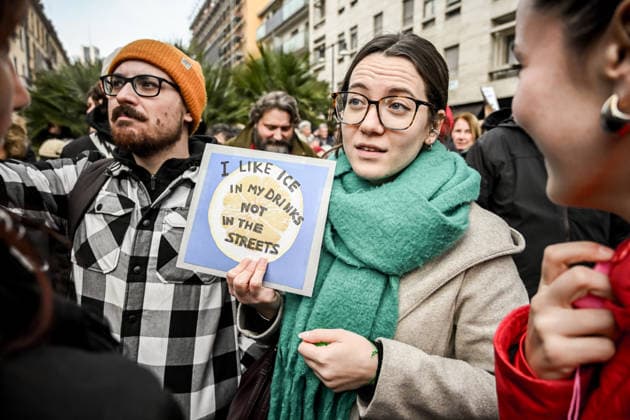 January 31, 2026, Milan, Mi, Italy: January 31, 2026, Milan. ICE OUT. Left-wing protest against the possible presence of U.S. Special Forces during the Milan-Cortina Winter Olympics. Milan Italy  - ZUMAa289 20260131_zia_a289_089 Copyright: xNicolaxMarfisix