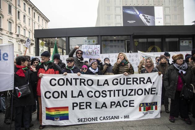 Milan, Piazza XXV APRILE, Demonstration against the Italian Trade Commission (ICE) in Milan s Piazza 25 Aprile, Ice in Milan? No Thanks, promoted by the Democratic Party, CIGL, Arci, and ANPI unions.  Copyright: xFrancescoxEnriquezx xipa-agency.netx xFrancescoxEnriquezx IPA_Agency_IPA70796469
