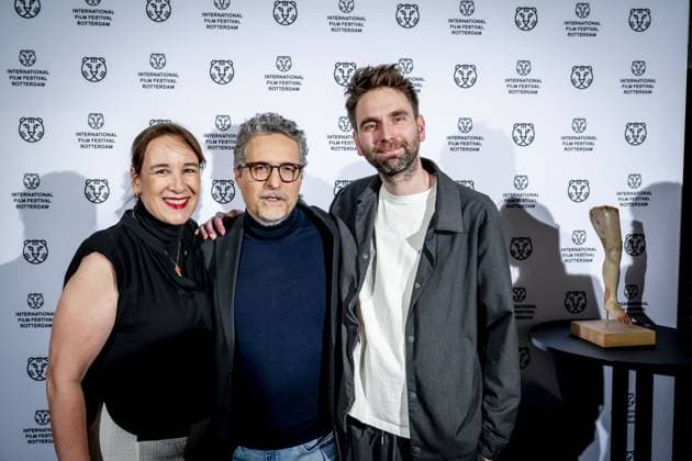 ROTTERDAM Producer Erik Glijnis, Evelien Petit, and director Kleber Mendonca before the European premiere of The Secret Agent at the International Film Festival Rotterdam (IFFR). The Brazilian film, co-produced with the Dutch production company Lemming Film, won two Golden Globes and is nominated for four Oscars. ROBIN UTRECHT ANP netherlands out - belgium out  Copyright: xx x549246741x originalFilename: 549246741.jpg