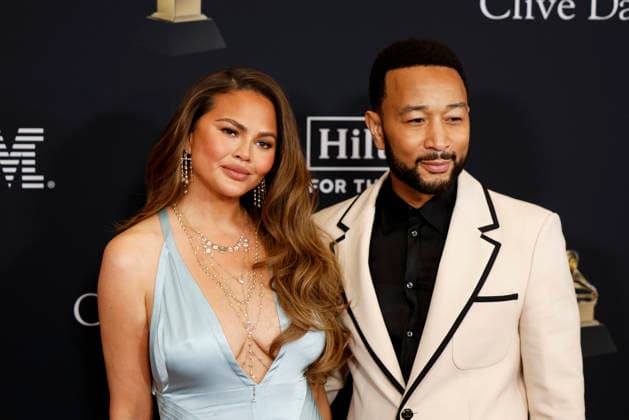 Chrissy Teigen and John Legend arrive on the red carpet for the Pre-Grammy Gala on the eve of the 68th Annual Grammy Awards in Los Angeles on Saturday, January 31, 2026.  LAP202601311058 CAROLINExBREHMAN
