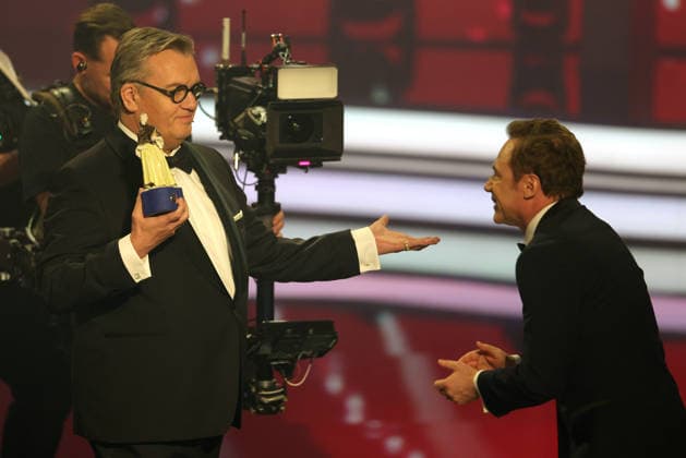 Bayerischer Filmpreis 2025 Michael Bully Herbig und Hape Kerkeling. Verleihung des 47. Bayerischen Filmpreises am 23.01.2026 im Prinzregententheater in München. Bayern, Deutschland. Der Bayerische Filmpreis wird seit 1979 von der Bayerischen Staatsregierung verliehen, um die Bedeutung des Kinofilms als Kulturgut herauszustellen. *** Bavarian Film Award 2025 Michael Bully Herbig and Hape Kerkeling Presentation of the 47 Bavarian Film Award on 23 01 2026 at the Prinzregententheater in Munich Bavaria, Germany The Bavarian Film Award has been presented by the Bavarian State Government since 1979 to highlight the importance of cinema as a cultural asset