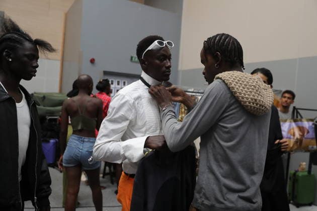 (260201) -- NAIROBI, Feb. 1, 2026 -- Models prepare backstage during the Nairobi Fashion Week at the Sarit Centre, in Nairobi, Kenya, Jan. 31, 2026. (Photo by Xinhua) KENYA-NAIROBI-FASHION WEEK HenryxNaminde 