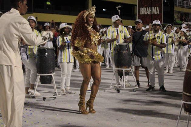 RIO DE JANEIRO, RJ - 01.02.2026: SEGUNDO DIA DE ENSAIOS TÃ CNICOS ESPECIAL - The drum queen, Mayara Lima, during the technical rehearsal of Paraiso do Tuiuti this Saturday (31), at MarquÃªs de Sapucai. x2878074x  CarlosxEliasxJunior