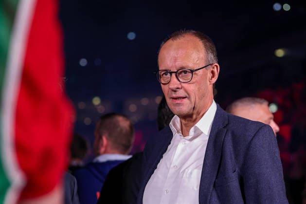 01 02 2026, Handball, Men s EHF EURO 2026, Germany Denmark, Jyske Bank Boxing in Herning, Final The German Chancellor Friedrich Merz Chancellor Politics Politician CDU looks ahead Denmark