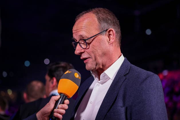 01 02 2026, Handball, Men s EHF EURO 2026, Germany Denmark, Jyske Bank Boxing in Herning, Final The German Chancellor Friedrich Merz Chancellor Politics Politician CDU Sideways in profile in an interview with ZDF Denmark