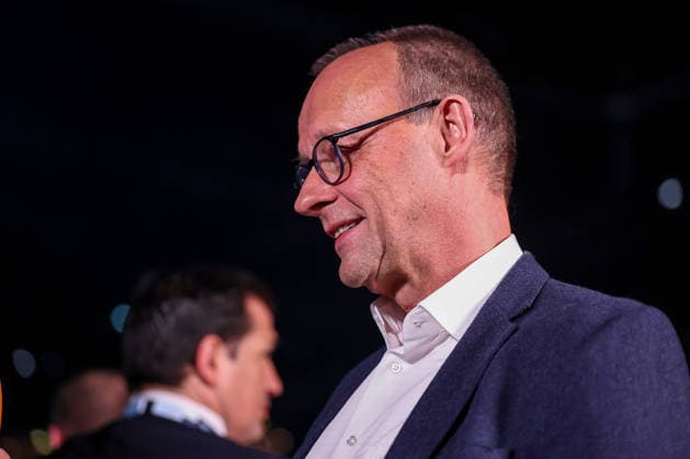 01 02 2026, Handball, Men s EHF EURO 2026, Germany Denmark, Jyske Bank Boxing in Herning, Final The German Chancellor Friedrich Merz Chancellor Politics Politician CDU Sideways in profile Denmark