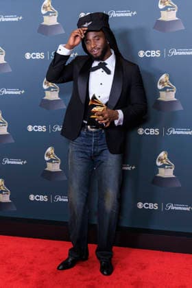 February 1, 2026, Los Angeles, California, USA: Shaboozey at the 68th Annual Grammy Awards press room on Sunday February 1, 2026 at Crypto.com Arena in Los Angeles, California. ARIANA RUIZ PI Los Angeles USA - ZUMAp124 20260201_zaa_p124_022 Copyright: xArianaxRuizx