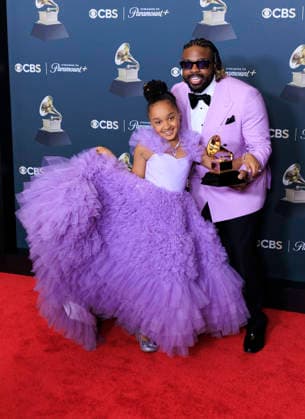 February 1, 2026, Los Angeles, California, USA: (L-R) Aura V and FYooeTCH at the 68th Annual Grammy Awards press room on Sunday February 1, 2026 at Crypto.com Arena in Los Angeles, California. ARIANA RUIZ PI Los Angeles USA - ZUMAp124 20260201_zaa_p124_109 Copyright: xArianaxRuizx