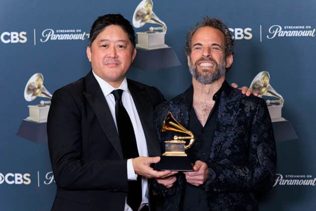 February 1, 2026, Los Angeles, California, USA: (L-R) Marco Paguia and Dean Sharenow at the 68th Annual Grammy Awards press room on Sunday February 1, 2026 at Crypto.com Arena in Los Angeles, California. ARIANA RUIZ PI Los Angeles USA - ZUMAp124 20260201_zaa_p124_264 Copyright: xArianaxRuizx