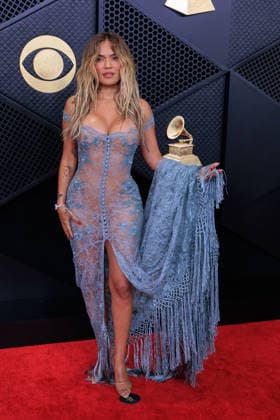 February 1, 2026, Los Angeles, California, USA: Karol G on the red carpet of the 68th Annual Grammy Awards on Sunday February 1, 2026 at Crypto.com Arena in Los Angeles, California. JAVIER ROJAS PI Los Angeles USA - ZUMAp124 20260201_zaa_p124_277 Copyright: xJavierxRojasx