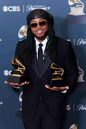 February 1, 2026, Los Angeles, California, USA: Leon Thomas at the 68th Annual Grammy Awards press room on Sunday February 1, 2026 at Crypto.com Arena in Los Angeles, California. ARIANA RUIZ PI Los Angeles USA - ZUMAp124 20260201_zaa_p124_369 Copyright: xArianaxRuizx
