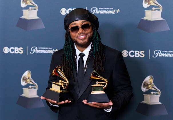 February 1, 2026, Los Angeles, California, USA: Leon Thomas at the 68th Annual Grammy Awards press room on Sunday February 1, 2026 at Crypto.com Arena in Los Angeles, California. ARIANA RUIZ PI Los Angeles USA - ZUMAp124 20260201_zaa_p124_372 Copyright: xArianaxRuizx