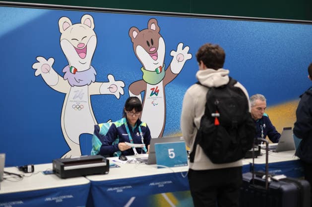 February 2, 2026, Ferno, Lombardy, Italy: February 2, 2026, Ferno, Italy. Olympic and Paralympic Games - Malpensa Airport. The photo shows the Olympic and Paralympic Games logo and rings, IPC at Malpensa Airport during the accreditation process; the 2026 Winter Olympic Games will be held from February 6 to 22 at various venues in Lombardy and Northeastern Italy. Ferno Italy  - ZUMAa289 20260202_zia_a289_198 Copyright: xPierrexTeyssotx
