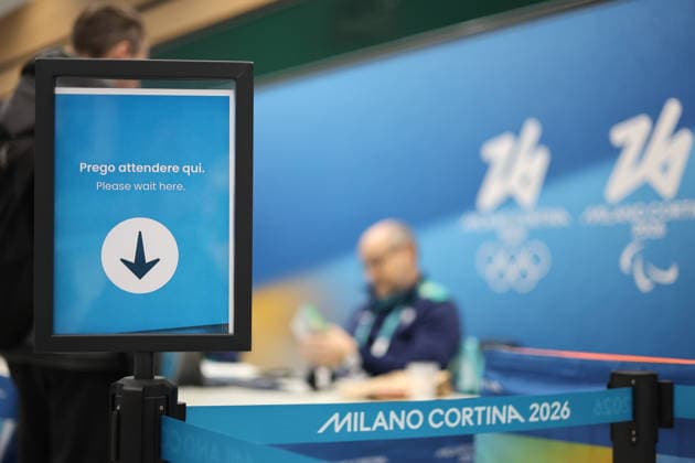February 2, 2026, Ferno, Lombardy, Italy: February 2, 2026, Ferno, Italy. Olympic and Paralympic Games - Malpensa Airport. The photo shows the Olympic and Paralympic Games logo and rings, IPC at Malpensa Airport during the accreditation process; the 2026 Winter Olympic Games will be held from February 6 to 22 at various venues in Lombardy and Northeastern Italy. Ferno Italy  - ZUMAa289 20260202_zia_a289_217 Copyright: xPierrexTeyssotx