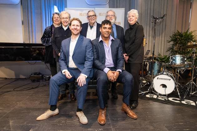 February 2, 2026, Bronx, New York, USA: Phillip Christian Smith, 2026 Kleban Prize winner for most promising musical theatre librettist and Eric Price, 2026 Kleban Prize winner for most promising musical theatre lyricist (front row) attend awards ceremony at ASCAP offices in New York, NY on February 2, 2026. Bronx USA - ZUMAr339 20260202_znp_r339_011 Copyright: xLevxRadinx