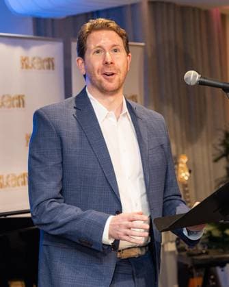 February 2, 2026, Bronx, New York, USA: Eric Price, 2026 Kleban Prize winner for most promising musical theatre lyricist speaks during awards ceremony at ASCAP offices in New York, NY on February 2, 2026. Bronx USA - ZUMAr339 20260202_znp_r339_017 Copyright: xLevxRadinx